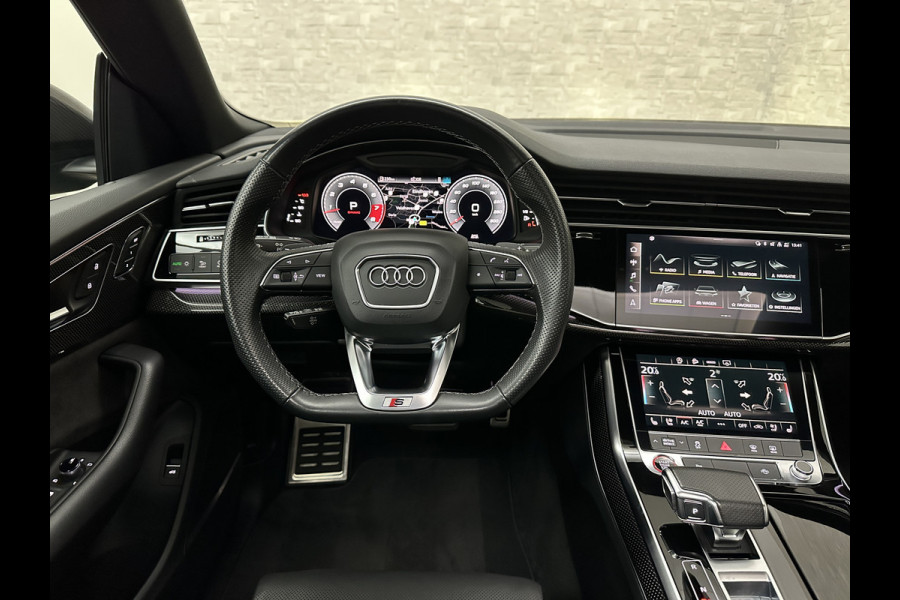 Audi SQ8 Q8 RSQ8 4.0 V8 | RS-Stoelen | Panorama | Massage | Ventilatie | 23'' | B&O Sound | Trekhaak | Bovag Garantie | Carbon | Luchtvering | Black-Optic | Nw.Pr, 220733,=  | Memory | Leder | Matrix-LED | Carplay | 57800,= ex bpm en btw export | BTW Auto 81300,= ex btw.