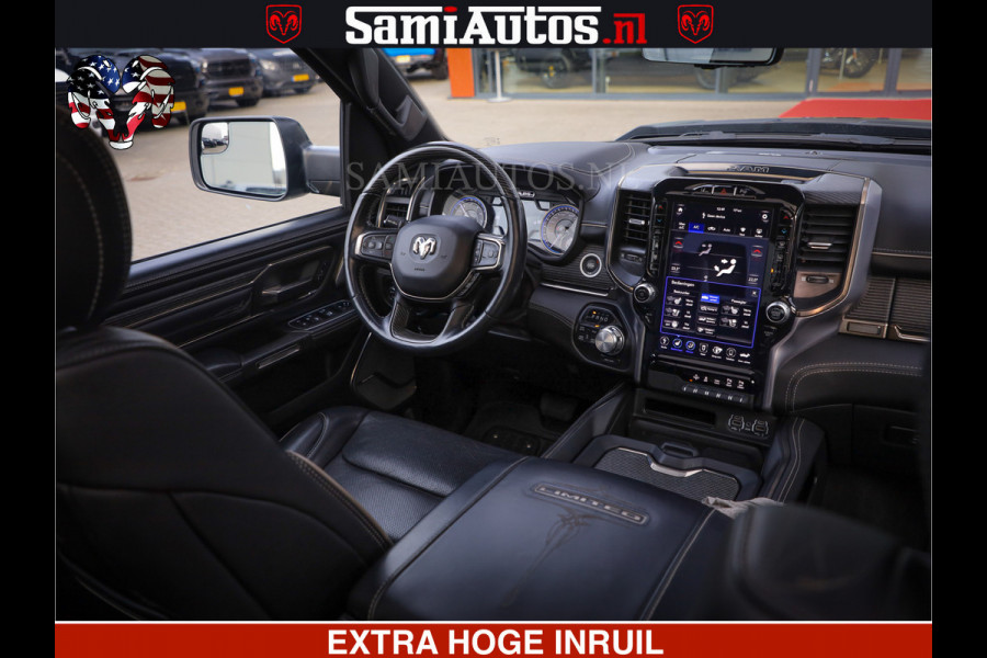 Dodge Ram 1500 LIMITED BLACK OPS | 5.7 V8 402 PK HEMI | MEEST VOLLE EN LUXE UITVOERING | CREW CAB | DUBBELE CABINE DC 5 PERSOONS | CREW CAB 5 PERSOONS | DUBBELE CABINE DC | MEEST ROYALE EN COMFORTABELE BEDRIJFSAUTO | HEAD-UP | LUCHTVERING | RONDOM CAMERA | MWK KLEP | PANORAMA DAK |