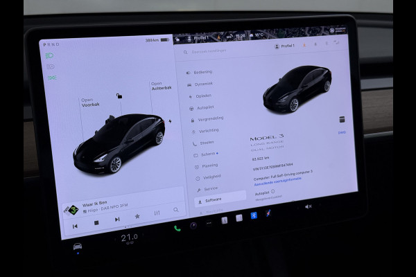 Tesla Model 3 Long Range AWD 75kWh 463pk Facelift Warmtepomp Lmv 19" AutoPilot Leder Panoramadak Adaptive-Cruise Camera's Elektr.-Stuur+Stoele Navi LED DAB Voorverwarmen interieur Keyless One-Pedal-Drive 4WD SOH 87% Origineel Nederlandse Auto Fabrieksgarantie op Accu en Motor tot 21-12-2028/192.00km