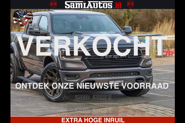 Dodge Ram 1500 Laramie Sport 5.7 V8 HEMI 402PK 4x4 | Panorama dak | 12' Scherm |Granite Crystal Metallic | Crew Cab | 5 Persoons | Dubbele Cabine | DC | VOORRAAD NR 2527 - 1273 |