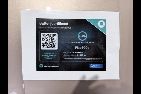 Fiat 500E Icon 42 kWh CAMERA 17 INCH VELGEN