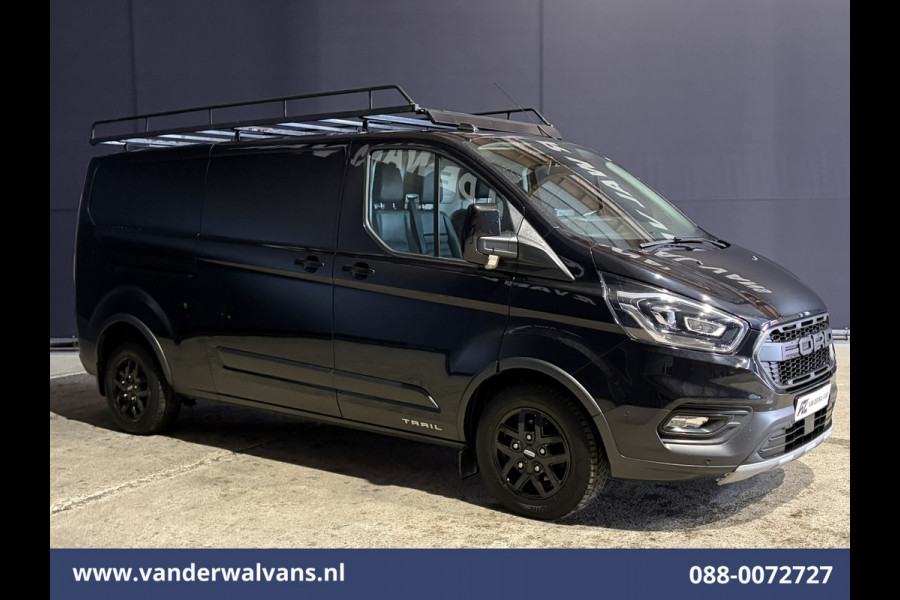 Ford Transit Custom 2.0 TDCI 131pk L2H1 Trail Edition Euro6 Airco | Imperiaal | Camera | Navigatie | 2800kg Trekhaak | LED Apple Carplay, Cruisecontrol, Stoelverwarming, Verwarmde voorruit, Leder, LM velgen, Parkeersensoren, Bijrijdersbank