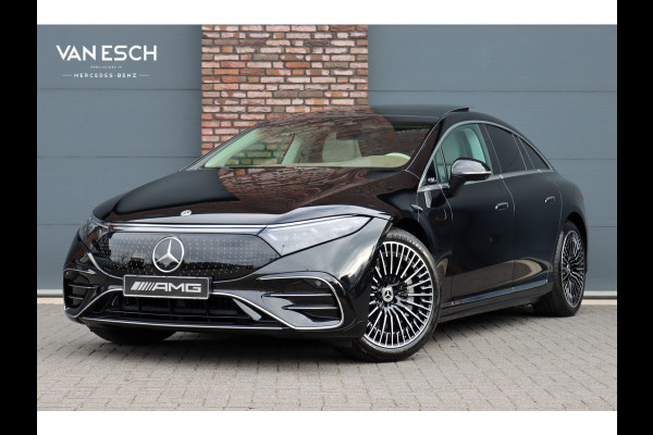Mercedes-Benz EQS 450+ AMG Line 118 kWh | Facelift | Hyperscreen | Airmatic | Achterasbesturing | Distronic+ | HUD | Verwarmd Stuurwiel | Massage | Stoelventilatie | Digital Light | Panoramadak | Trekhaak |