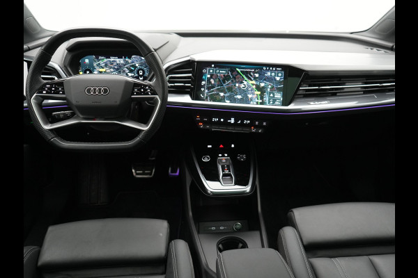 Audi Q4 Sportback e-tron 40 S edition 204pk Dealer O.H. | Panodak | Adaptive Cruise | Lederen Sportstoelen Verwarmd | Head Up | Matrix LED | Camera | Keyless | Sfeerverlichting | Apple Carplay | S Line Interieur |
