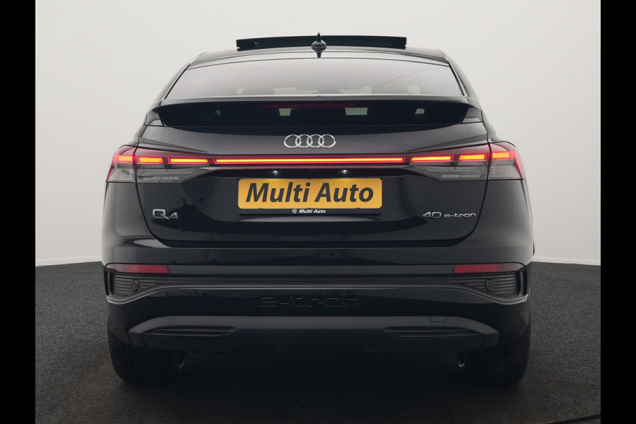 Audi Q4 Sportback e-tron 40 S edition 204pk Dealer O.H. | Panodak | Adaptive Cruise | Lederen Sportstoelen Verwarmd | Head Up | Matrix LED | Camera | Keyless | Sfeerverlichting | Apple Carplay | S Line Interieur |