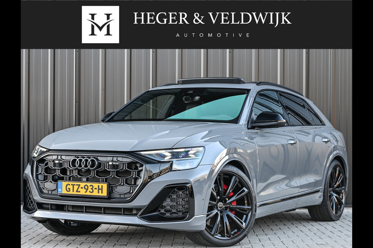 Audi Q8 60 TFSI e quattro Pro Line S 490pk Competition | Nardo Grey Exclusive | B&O Sound | Panoramadak | Soft-Close | Ambiance Interieur | S-Seats | 360 Camera | Adaptive Cruise | Trekhaak