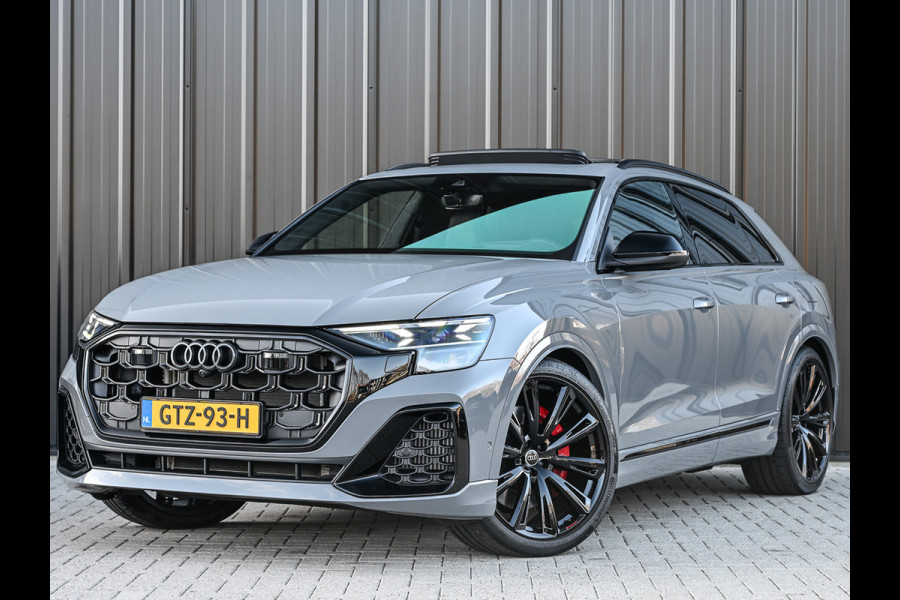 Audi Q8 60 TFSI e quattro Pro Line S 490pk Competition | Nardo Grey Exclusive | B&O Sound | Panoramadak | Soft-Close | Ambiance Interieur | S-Seats | 360 Camera | Adaptive Cruise | Trekhaak