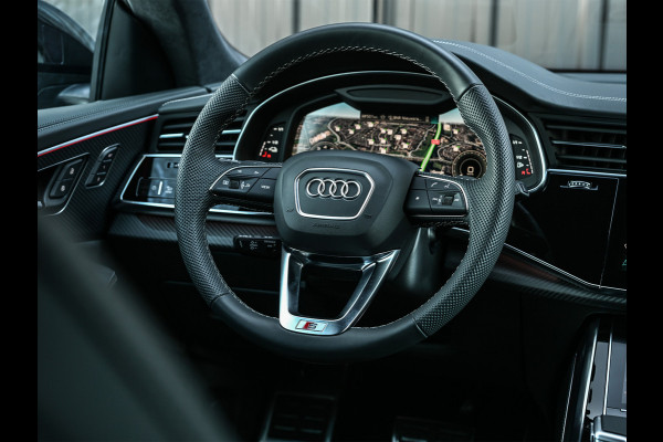 Audi Q8 60 TFSI e quattro Pro Line S 490pk Competition | Nardo Grey Exclusive | B&O Sound | Panoramadak | Soft-Close | Ambiance Interieur | S-Seats | 360 Camera | Adaptive Cruise | Trekhaak