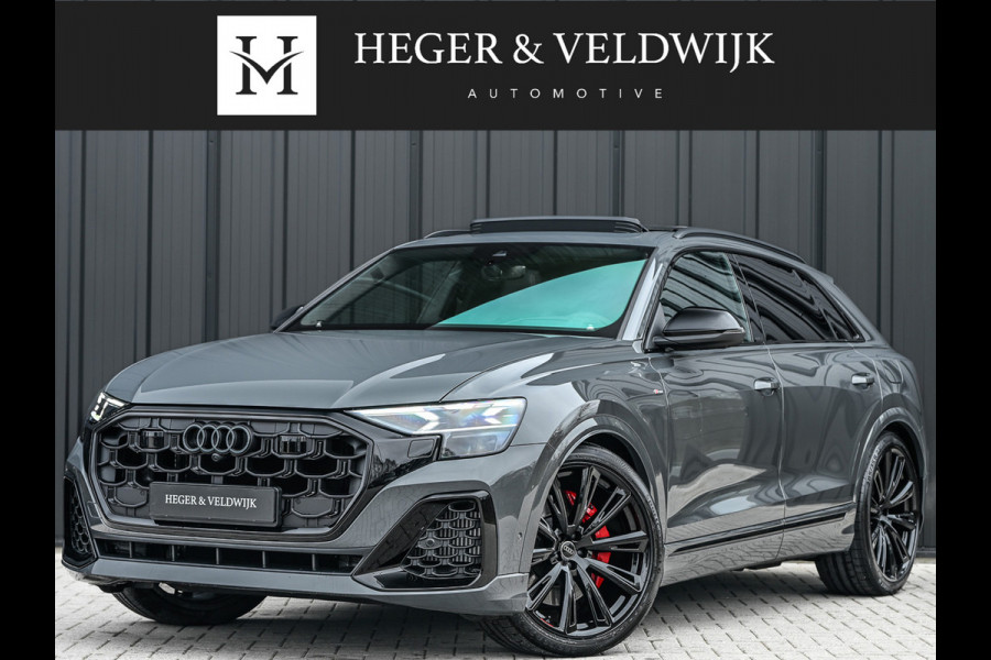 Audi Q8 60 TFSI e quattro | Audi Exclusive | B&O Advanced | S-seats met massage | Soft close | Adaptive cruise | Carbon inleg | Ambiance interieur | 360 camera | Verwarmbaar stuurwiel | Trekhaak