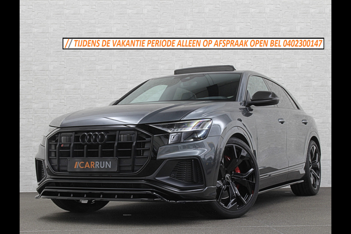 Audi Q8 SQ8 4.0 V8 | RS-Stoelen | Panorama | Massage | Ventilatie | 23'' | B&O Sound | Trekhaak | Bovag Garantie | Carbon | Luchtvering | Black-Optic | Nw.Pr, 220733,=  | Memory | Leder | Matrix-LED | Carplay | 57800,= ex bpm en btw export | BTW Auto 81300,= ex btw.