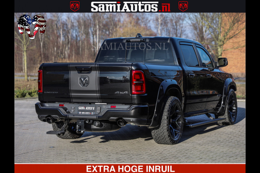 Dodge Ram 1500 Limited Night High Output 540HP 706Nm | Massage + Full Option | De Meest Luxe en Volle Pick-Up in zijn Klasse | Comfortabele Dubbele Cabine met Royale 5 Zitplaatsen | BPM vrij | Nu Leverbaar uit Voorraad | Voorraad Nr 2357 - 5182