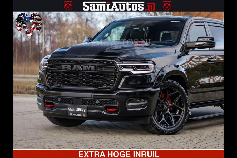 Dodge Ram 1500 Limited Night High Output 540HP 706Nm | Massage + Full Option | De Meest Luxe en Volle Pick-Up in zijn Klasse | Comfortabele Dubbele Cabine met Royale 5 Zitplaatsen | BPM vrij | Nu Leverbaar uit Voorraad | Voorraad Nr 2357 - 5182