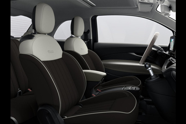 Fiat 500 Hybrid La Prima | Clima | LED | PDC | JBL Premium Audio | 17" | Camera | BSM | Canneloni Ivory/Piombo interieur