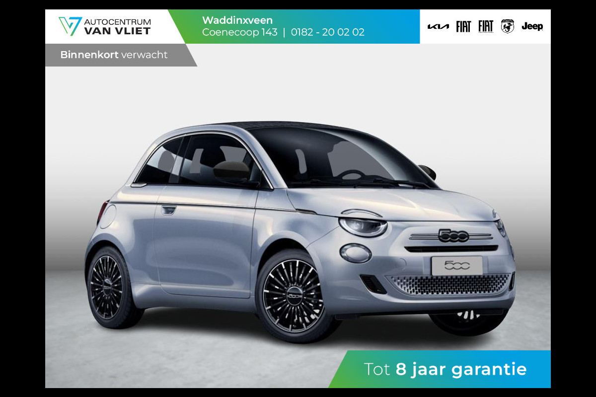 Fiat 500C Hybrid La Prima | Clima | LED | PDC | JBL Premium Audio | 17" | Camera | BSM | Canneloni Ivory/Piombo interieur