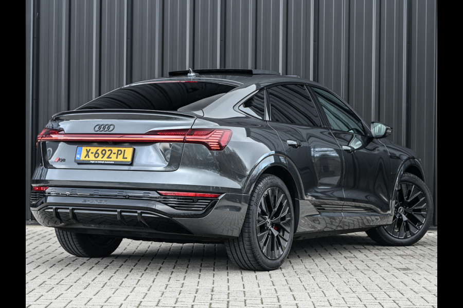 Audi Q8 Sportback e-tron 55 quattro 408pk S Edition 115 kWh | Panoramadak | S-Seats + Memory | B&O Sound | Camera | Luchtvering | Keyless | Active Cruise | Ambiance Interieur | 4-Zone Climate | Decor Carbon