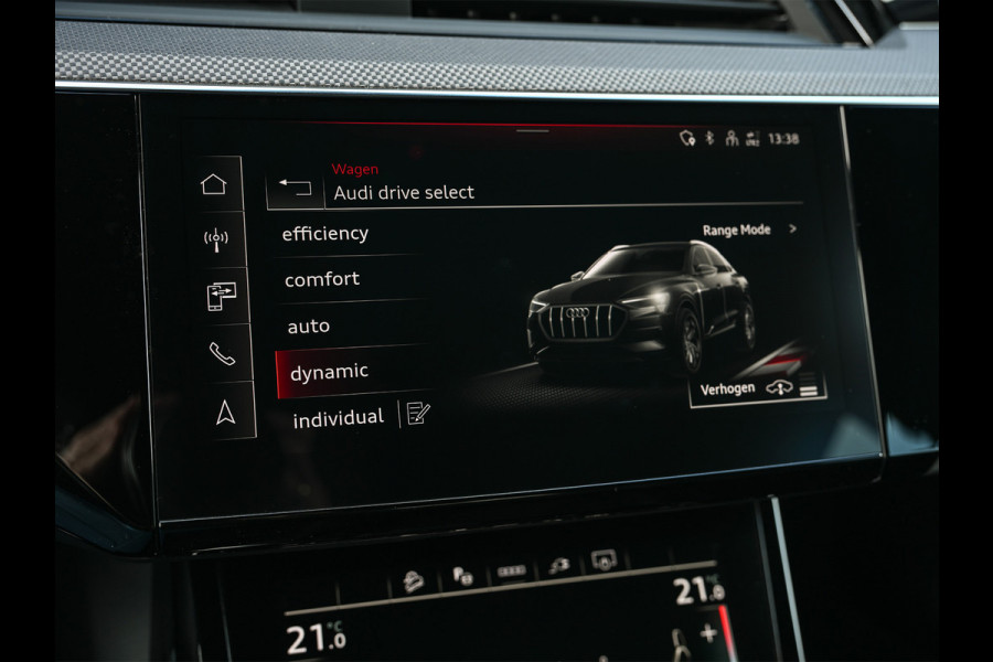 Audi Q8 Sportback e-tron 55 quattro 408pk S Edition 115 kWh | Panoramadak | S-Seats + Memory | B&O Sound | Camera | Luchtvering | Keyless | Active Cruise | Ambiance Interieur | 4-Zone Climate | Decor Carbon