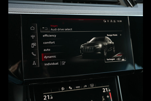 Audi Q8 Sportback e-tron 55 quattro 408pk S Edition 115 kWh | Panoramadak | S-Seats + Memory | B&O Sound | Camera | Luchtvering | Keyless | Active Cruise | Ambiance Interieur | 4-Zone Climate | Decor Carbon