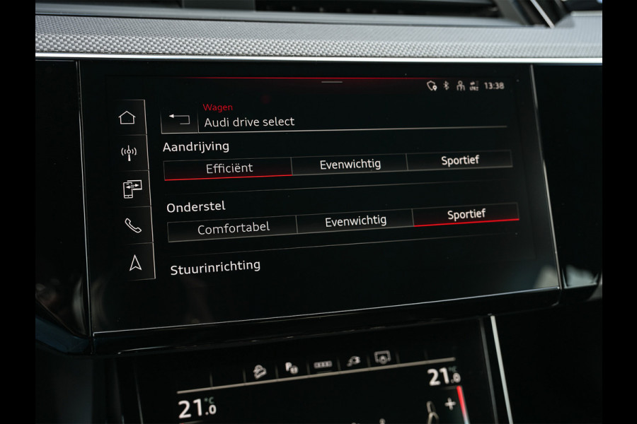 Audi Q8 Sportback e-tron 55 quattro 408pk S Edition 115 kWh | Panoramadak | S-Seats + Memory | B&O Sound | Camera | Luchtvering | Keyless | Active Cruise | Ambiance Interieur | 4-Zone Climate | Decor Carbon