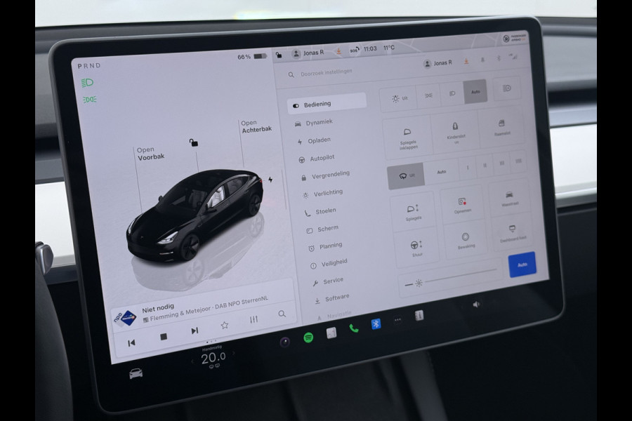 Tesla Model 3 RWD SR plus 325PK LFP Accu Ivory AutoPilot Leder Pano-dak FSD-vb. Adaptive-Cruise Camera's Elektr.-Stuur+Stoelen+Spiegels+Geheug Priv.Glasss Navi LED DAB Voorverwarmen Keyless One-Pedal-Drive Lmv 18" SOH 89% 1e Eigenaar Origineel Nederlandse Auto Fabrieks Garantie op Accu en Motor tot 23-08-2031 / 160.000km