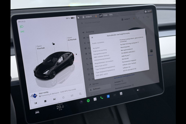 Tesla Model 3 RWD SR plus 325PK LFP Accu Ivory AutoPilot Leder Pano-dak FSD-vb. Adaptive-Cruise Camera's Elektr.-Stuur+Stoelen+Spiegels+Geheug Priv.Glasss Navi LED DAB Voorverwarmen Keyless One-Pedal-Drive Lmv 18" SOH 89% 1e Eigenaar Origineel Nederlandse Auto Fabrieks Garantie op Accu en Motor tot 23-08-2031 / 160.000km