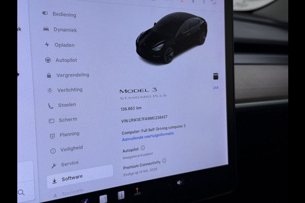 Tesla Model 3 RWD SR+ NW Model 60kWh LFP 283PK Warmtepomp Elektr.A-klep Sentry Mode Stoel+Bankverwarmd FSD 18" Premium Luidspr. AutoPilot Leer Navi LED Comfortstoelen ACC DAB Keyless en Voorverwarmen interieur via App One-Pedal-Drive Origineel Nederlandse auto Garantie Accu/Motor tot 14-06-2029 max 160.000km
