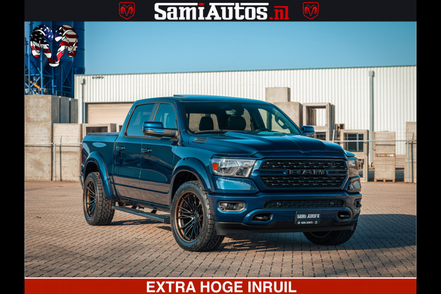 Dodge Ram SPORT | 5.7 V8 4x4 HEMI | PANORAMA DAK | GROOTSCHEM 12 INCH | LPG | Patriot Blue | CREW CAB | DUBBELE CABINE | 5 PERSOONS | DC | VOORRAAD NR 2555 - 3325