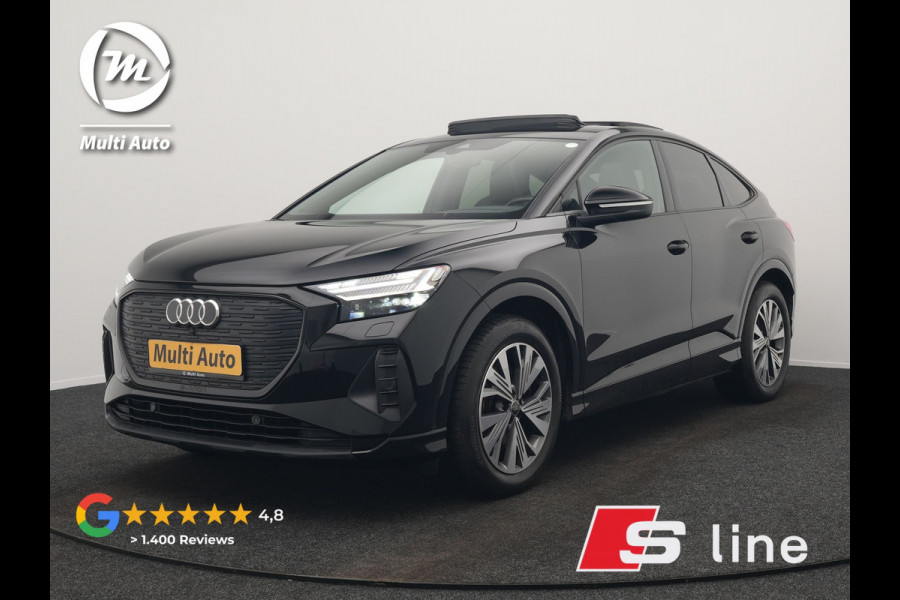 Audi Q4 Sportback e-tron 40 S edition 204pk Dealer O.H. | Panodak | Adaptive Cruise | Lederen Sportstoelen Verwarmd | Head Up | Matrix LED | Camera | Keyless | Sfeerverlichting | Apple Carplay | S Line Interieur |