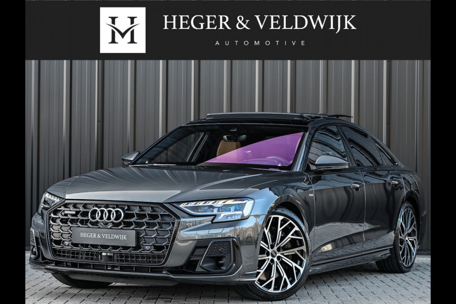Audi A8 60 TFSI e quattro 463PK S-Line B&O Advanced | Head-Up Display | Achteras besturing | Panorama dak | Trekhaak | Soft-Close | Alcantara hemel bekleding | Carbon inleg | 360 Camera | Standkachel | Adaptive Cruise Control