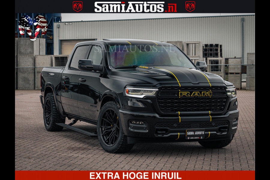 Dodge Ram 1500 Limited Night H.O 540HP 706Nm | Massage + Full Option | De Meest Luxe en Volle Pick-Up in zijn Klasse | Comfortabele Dubbele Cabine met Royale 5 Zitplaatsen | BPM vrij | Nu Leverbaar uit Voorraad | Voorraad Nr 2295 - 8559