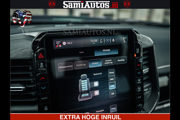 Dodge Ram Limited Night H.O 540HP 706Nm | Massage + Full Option | De Meest Luxe en Volle Pick-Up in zijn Klasse | Comfortabele Dubbele Cabine met Royale 5 Zitplaatsen | BPM vrij | Nu Leverbaar uit Voorraad | Voorraad Nr 2370 - 5411