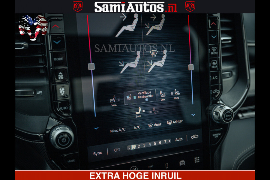 Dodge Ram Limited Night H.O 540HP 706Nm | Massage + Full Option | De Meest Luxe en Volle Pick-Up in zijn Klasse | Comfortabele Dubbele Cabine met Royale 5 Zitplaatsen | BPM vrij | Nu Leverbaar uit Voorraad | Voorraad Nr 2370 - 5411