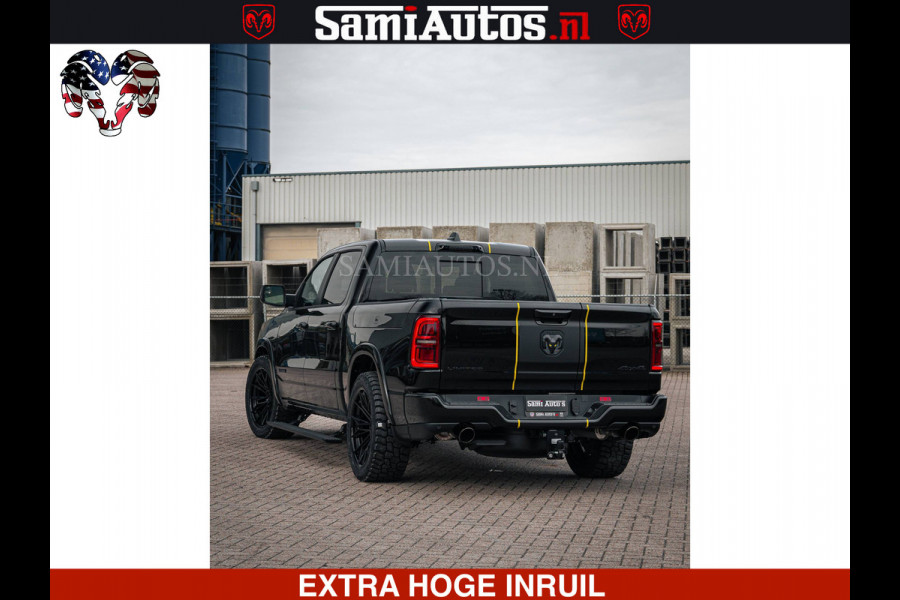 Dodge Ram Limited Night H.O 540HP 706Nm | Massage + Full Option | De Meest Luxe en Volle Pick-Up in zijn Klasse | Comfortabele Dubbele Cabine met Royale 5 Zitplaatsen | BPM vrij | Nu Leverbaar uit Voorraad | Voorraad Nr 2370 - 5411
