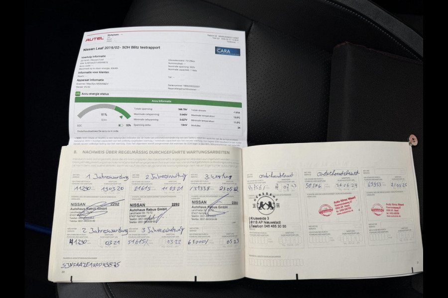 Nissan Leaf Tekna 40 kWh SOH 91%| WARMTEPOMP | BOSE AUDIO | STUUR + STOELVERWARMING VOOR EN ACHTER  | LEDEREN BEKLEDING | 360° CAMERA | DODEHOEKDETECTIE | NETTE COMPLETE AUTO | INCL. 12 MND BOVAG GARANTIE