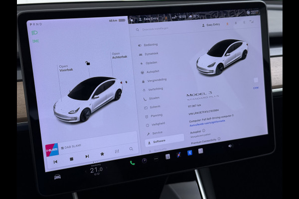 Tesla Model 3 RWD SR plus Soh 90% LFP Accu AutoPilot Leder Panoramadak Adaptive-Cruise Camera's Elektr.-Stuur+Stoelen+Spiegels+Geheugen+Easy-E Navi LED DAB Voorverwarmen Keyless One-Pedal-Drive Lmv 18" SOH 90% 1e Eigenaar Origineel Nederlandse Auto