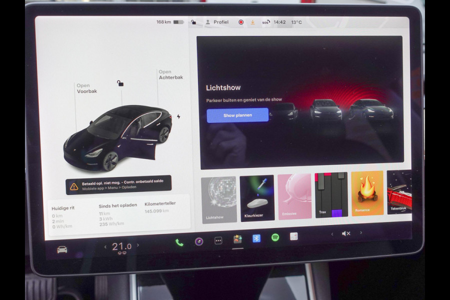 Tesla Model 3 Standard RWD Plus 60 kWh | Navigatie | Panorama dak | 360 camera | Parkeersensoren | Stoelverwarming | Ledverlichting | Leder | Climate Control | HANDEL / EXPORT!