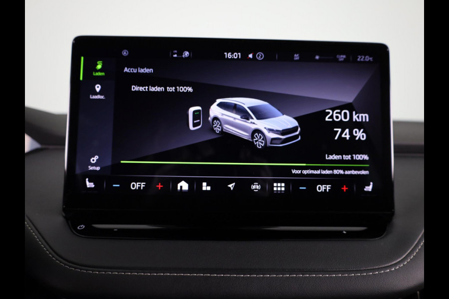 Škoda ENYAQ iV 60 Sportline 180 pk | SoH 90% | Navigatie | Parkeersensoren | Achteruitrijcamera | Autom. airco (3 zones) | Stoelverwarming | Keyless |