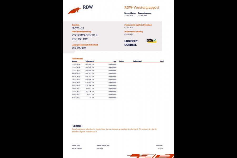 Volkswagen ID.4 Volkswagen ID.4 Pro 77 kWh|92% SOH|GROTE ACCU|TREKHAAK|ACC|CARPLAY/ANDROID|STOELVERW|NAVI|ORG.NL|NAP|1e EIG|IN.BTW