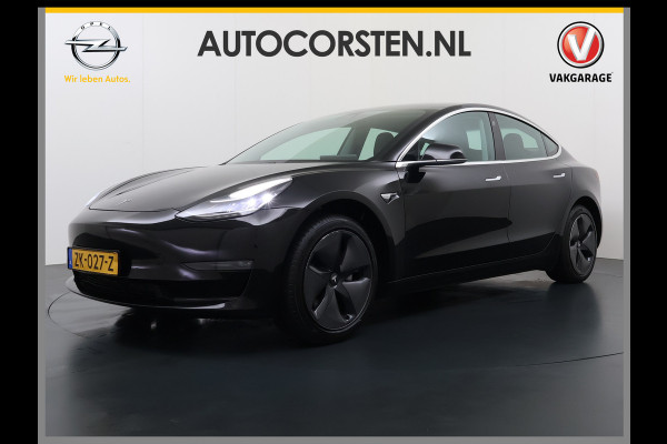 Tesla Model 3 SR+ 60kWh 325PK AutoPilot Leer PanoramaDak Adaptive Cruise Lmv 18" Camera's Elektr.-Stuur+Stoelen+Spiegels+Geheugen+Easy-Entry+V Soh 81% Ecc Navi Led DAB Voorverwarmen interieur via App Keyless One-Pedal-Drive Origineel Nederlandse Auto 1584kg licht! slechts 67 euro belasting p/m