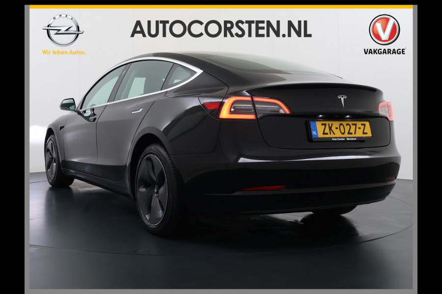 Tesla Model 3 SR+ 60kWh 325PK AutoPilot Leer PanoramaDak Adaptive Cruise Lmv 18" Camera's Elektr.-Stuur+Stoelen+Spiegels+Geheugen+Easy-Entry+V Soh 81% Ecc Navi Led DAB Voorverwarmen interieur via App Keyless One-Pedal-Drive Origineel Nederlandse Auto 1584kg licht! slechts 67 euro belasting p/m