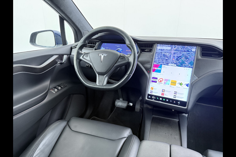 Tesla Model X 100D 20" Trekhaak Leder Luchtvering Adaptive Cruise AutoPilot Panoramadak Vleugeldeuren Camera's Elektr.Stoelen/Stuur+Verwarmd+G Adaptieve koplampen Lmv 20" Led Elektr.-Achterklep Bordherkenning Verwarmde Sproeiers-bladen Carbon Sentry Mode Valet mode 2250 kg Trekvermogen! € 124.700 nieuw !