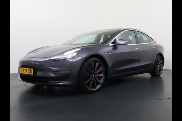 Tesla Model 3 Performance 513pk AWD Lmv 20" AutoPilot Panoramadak Adaptive Cruise Camera's Leer Pdc Wifi Ecc Elektr.Stuur+Stoel+Geheugen Stoel+Bank-Verwarmd Keyless Wifi 4WD Origineel Nederlandse Auto SOH 83%