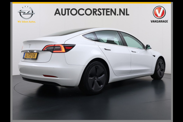Tesla Model 3 SR+ 60kWh 326PK AutoPilot Leer PanoramaDak Adaptive Cruise Lmv 18" Camera's Elektr.-Stuur+Stoelen+Spiegels+Geheugen+Easy-Entry+V Navi LED Comfortstoelen Soh 87% ACC DAB Keyless en Voorverwarmen interieur via App One-Pedal-Drive Origineel Nederlandse auto tot 11kw laden thuis! Garantie Accu tot 10-12-2027 max 160.000km 1.584kg licht!