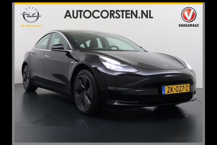Tesla Model 3 SR+ 60kWh 325PK AutoPilot Leer PanoramaDak Adaptive Cruise Lmv 18" Camera's Elektr.-Stuur+Stoelen+Spiegels+Geheugen+Easy-Entry+V Soh 81% Ecc Navi Led DAB Voorverwarmen interieur via App Keyless One-Pedal-Drive Origineel Nederlandse Auto 1584kg licht! slechts 67 euro belasting p/m