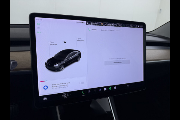 Tesla Model 3 SR+ 60kWh 325PK AutoPilot Leer PanoramaDak Adaptive Cruise Lmv 18" Camera's Elektr.-Stuur+Stoelen+Spiegels+Geheugen+Easy-Entry+V Soh 81% Ecc Navi Led DAB Voorverwarmen interieur via App Keyless One-Pedal-Drive Origineel Nederlandse Auto 1584kg licht! slechts 67 euro belasting p/m