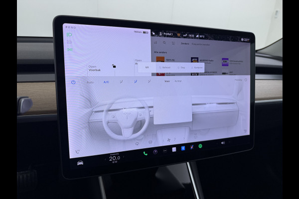Tesla Model 3 SR+ 60kWh 325PK AutoPilot Leer PanoramaDak Adaptive Cruise Lmv 18" Camera's Elektr.-Stuur+Stoelen+Spiegels+Geheugen+Easy-Entry+V Soh 81% Ecc Navi Led DAB Voorverwarmen interieur via App Keyless One-Pedal-Drive Origineel Nederlandse Auto 1584kg licht! slechts 67 euro belasting p/m