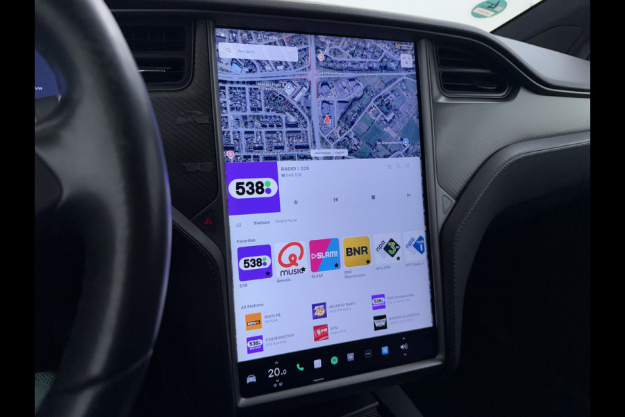 Tesla Model X 100D 20" Trekhaak Leder Luchtvering Adaptive Cruise AutoPilot Panoramadak Vleugeldeuren Camera's Elektr.Stoelen/Stuur+Verwarmd+G Adaptieve koplampen Lmv 20" Led Elektr.-Achterklep Bordherkenning Verwarmde Sproeiers-bladen Carbon Sentry Mode Valet mode 2250 kg Trekvermogen! € 124.700 nieuw !