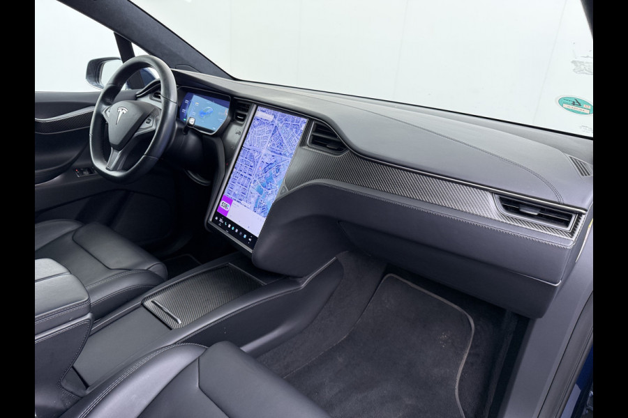 Tesla Model X 100D 20" Trekhaak Leder Luchtvering Adaptive Cruise AutoPilot Panoramadak Vleugeldeuren Camera's Elektr.Stoelen/Stuur+Verwarmd+G Adaptieve koplampen Lmv 20" Led Elektr.-Achterklep Bordherkenning Verwarmde Sproeiers-bladen Carbon Sentry Mode Valet mode 2250 kg Trekvermogen! € 124.700 nieuw !