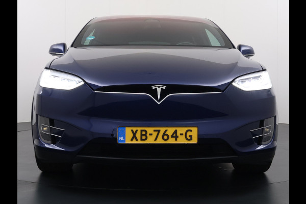 Tesla Model X 100D 20" Trekhaak Leder Luchtvering Adaptive Cruise AutoPilot Panoramadak Vleugeldeuren Camera's Elektr.Stoelen/Stuur+Verwarmd+G Adaptieve koplampen Lmv 20" Led Elektr.-Achterklep Bordherkenning Verwarmde Sproeiers-bladen Carbon Sentry Mode Valet mode 2250 kg Trekvermogen! € 124.700 nieuw !