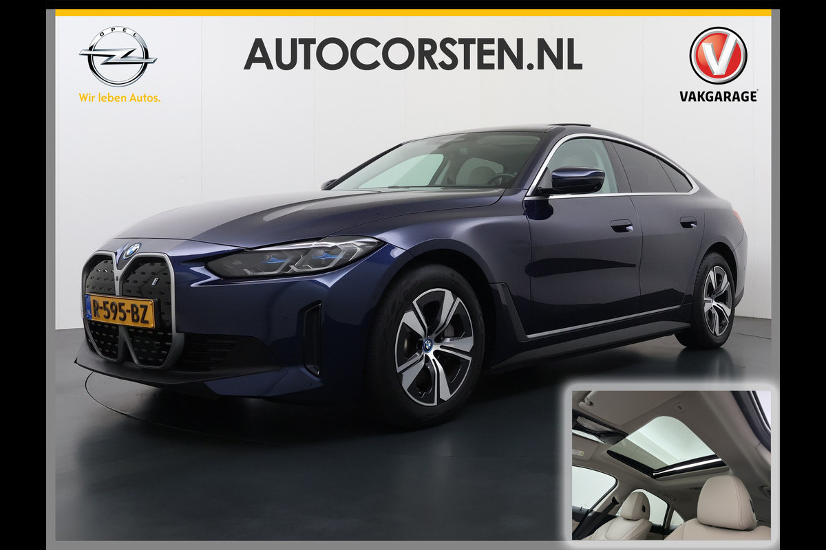 BMW i4 eDrive40 340pk High Executive 84kWh SOH 99% Pano-Dak/Hefdak SportSt+Leer+(Stuur+)Verwarmd 360°Camera Adaptive-Cruise+s&go Park-A Semi-Autopilot Drive-Assist-pro Active-Guard-Plus Elektr.Achterklep Draadl-Lader BAS ESP BMW Individual interieurlijsten Pianolak schwarz BMW Individual Exterieur Line Aluminium satiniert BMW Copilot-pack Dodehoekdetectie/correctie, Kruisend-verkeer-Detectie, rijstrooksensor met correctie, rondomzicht camera, uitwijk assistent) 0-100 5,6 sec. 1600kg trekvermogen! € 73.000 nieuw