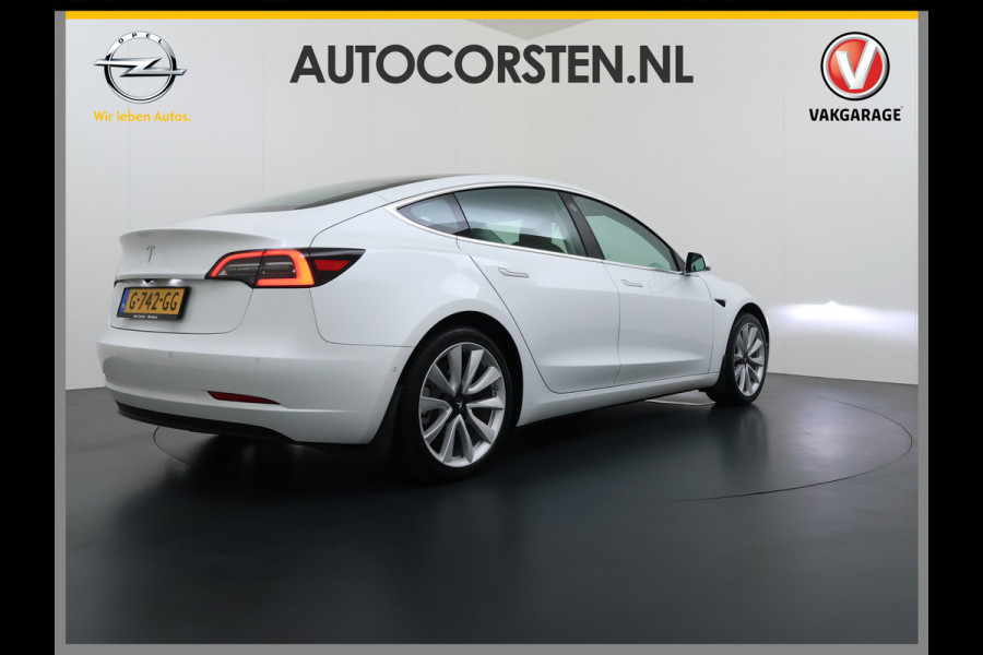 Tesla Model 3 Long Range AWD 75kWh Facelift Warmtepomp Lmv 19" AutoPilot Leder Panoramadak Adaptive-Cruise Camera's Elektr.-Stuur+Stoelen+Spie Navi LED DAB Voorverwarmen interieur Keyless One-Pedal-Drive 4WD SOH 87% Origineel Nederlandse Auto Fabrieksgarantie op Accu en Motor tot 27-09-2027/192.00km